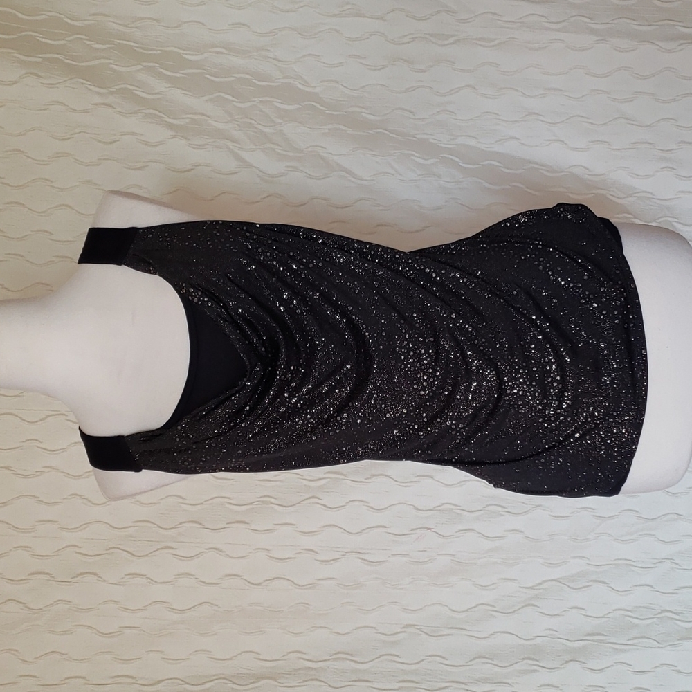 Rock & Republic Black gold glitter Tank top with full back zipper Small